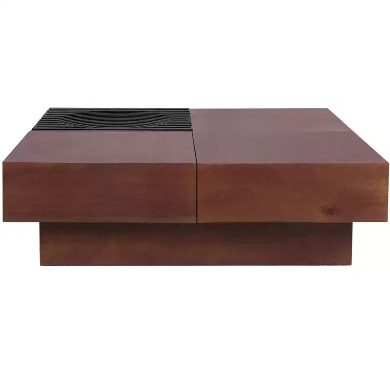 Tavolino da Salotto Contenitore in Legno di Acacia