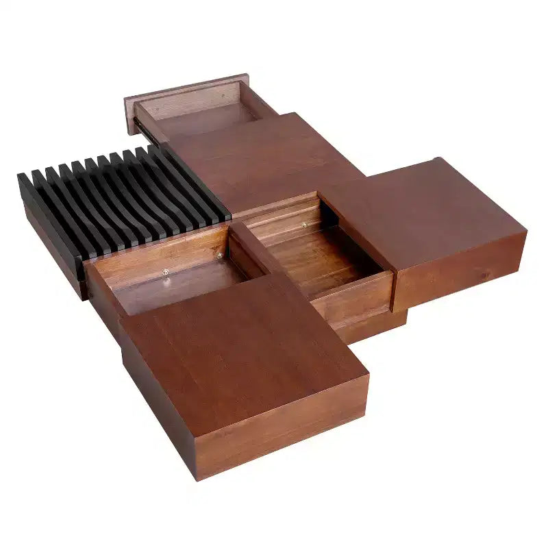 Tavolino da Salotto Contenitore in Legno di Acacia