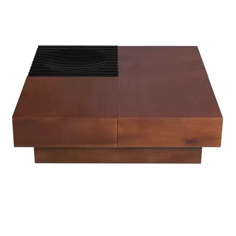 Tavolino da Salotto Contenitore in Legno di Acacia