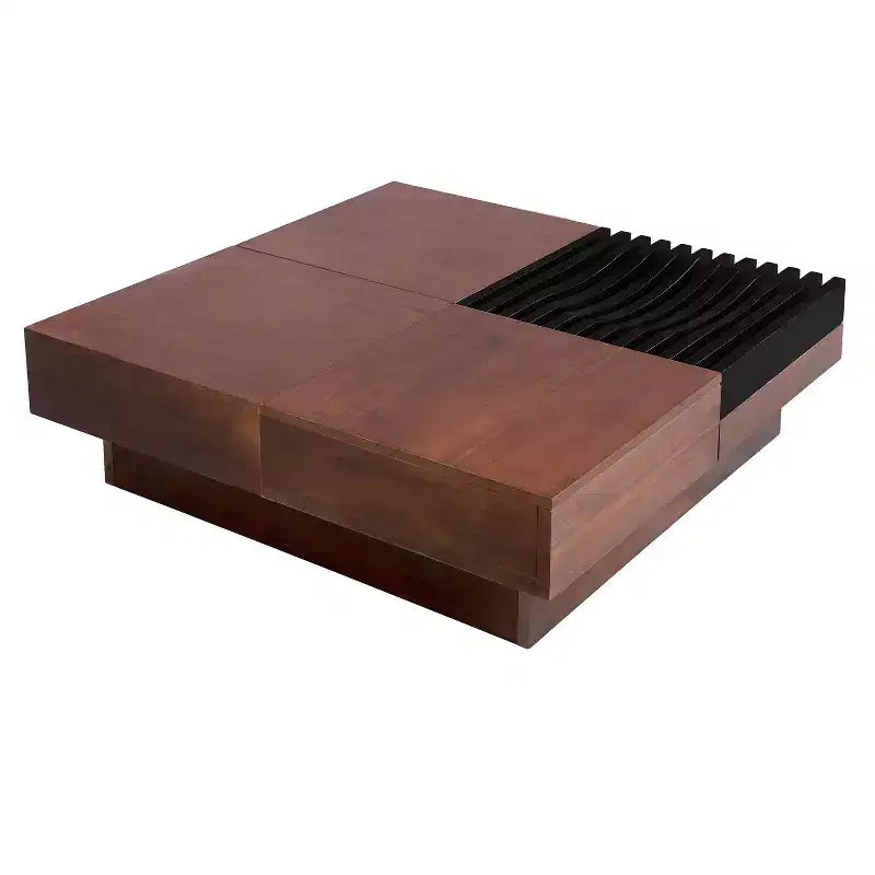 Tavolino da Salotto Contenitore in Legno di Acacia