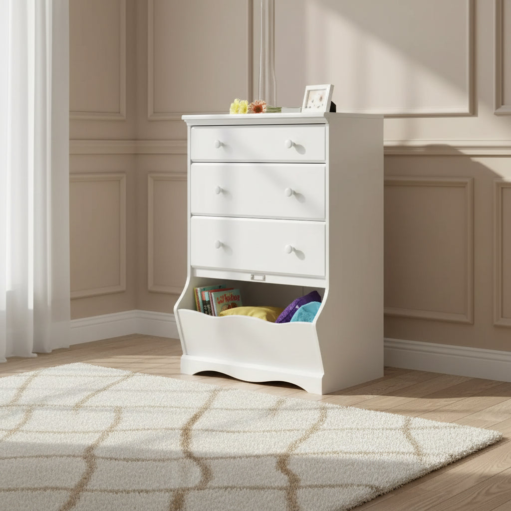 HomeStock 7.25 in.H Wood Composite Vertical Dressers with 3 - Drawers in White Finish