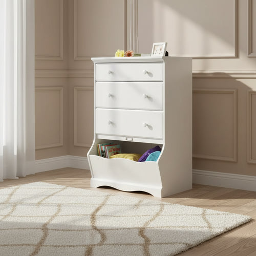 HomeStock 7.25 in.H Wood Composite Vertical Dressers with 3 - Drawers in White Finish
