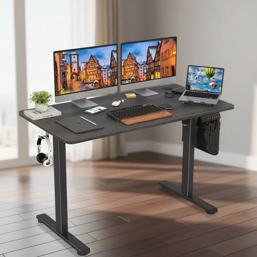 PexFix 48 x 24 Electric Standing Desk Walnut Desktop Height Adjustable Computer Desk Stand up Home Office Desk with Splice Board