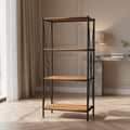 Storied Home Saratoga Rustic Solid Wood and Metal 4 Shelf Open Storage Bookshelf, Warm Walnut Finish