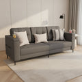 Acekool Modern Sofa Bed, 3-Seat Couch with Storage Armrests, Side Pockets & Cup Holder, Upholstered Sleeper for Living Room or Apartment