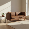Storied Home Atley Modern Upholstered High Sided Sofa with Solid Wood Legs, Vintage Brown