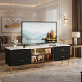 65 Inch TV Stand with LED Lights, Modern Entertainment Center with 4 Drawers & Shelves & Glass Doors, TV Console Table for 55/65/75 Inch TV