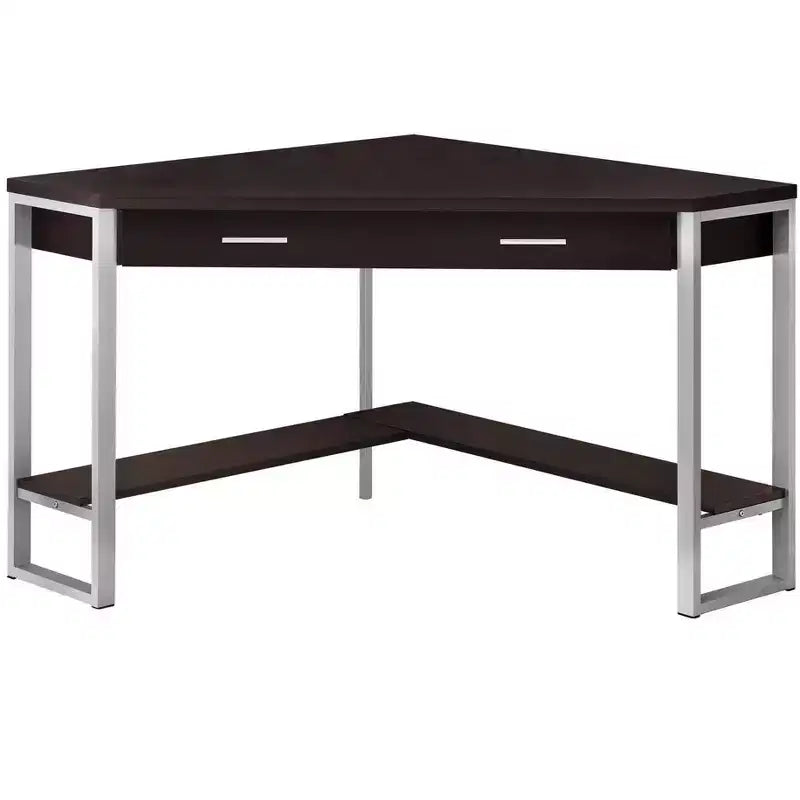 42 Taupe and Silver Corner Computer Desk