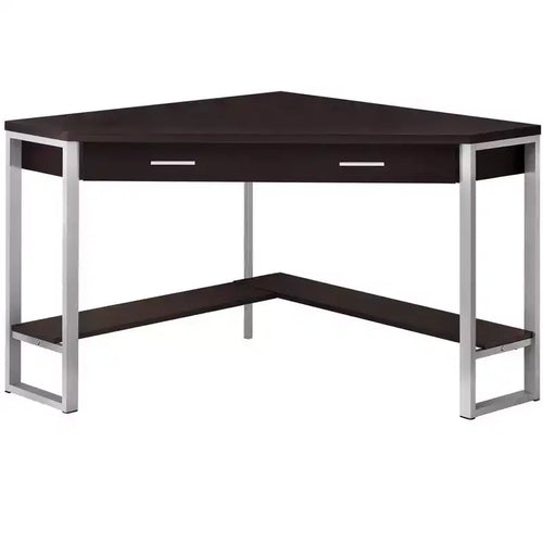 42 Taupe and Silver Corner Computer Desk