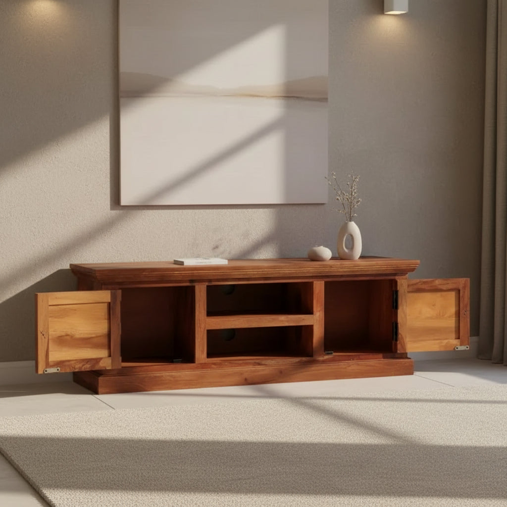 vidaXL TV Cabinet Light Brown Solid Sheesham Wood 47.2x11.8x15.7 in