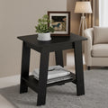 Country-style double-layer storage side table, suitable for living room or bedroom - vintage wooden square coffee table, space-saving, gray.