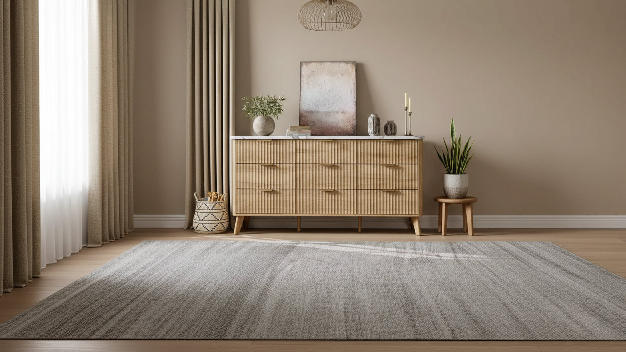 9 Drawers Fluted Dresser, Modern Chest, Wooden Dresser TV Stand, Curved Profile Design, for Living Room, Hallway