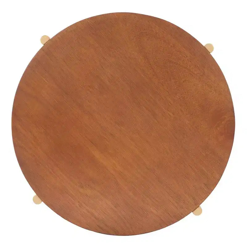 Tavolino rotondo da caffè con base color oro
