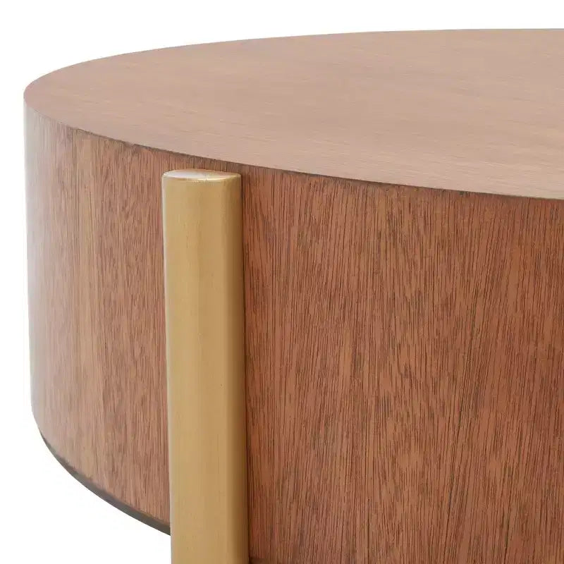 Tavolino rotondo da caffè con base color oro