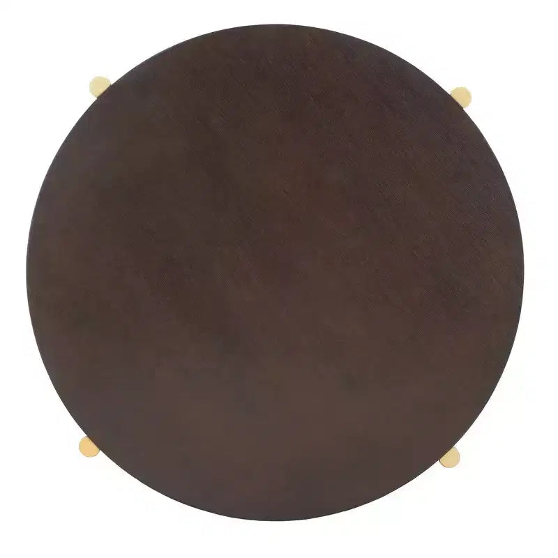 Tavolino rotondo da caffè con base color oro