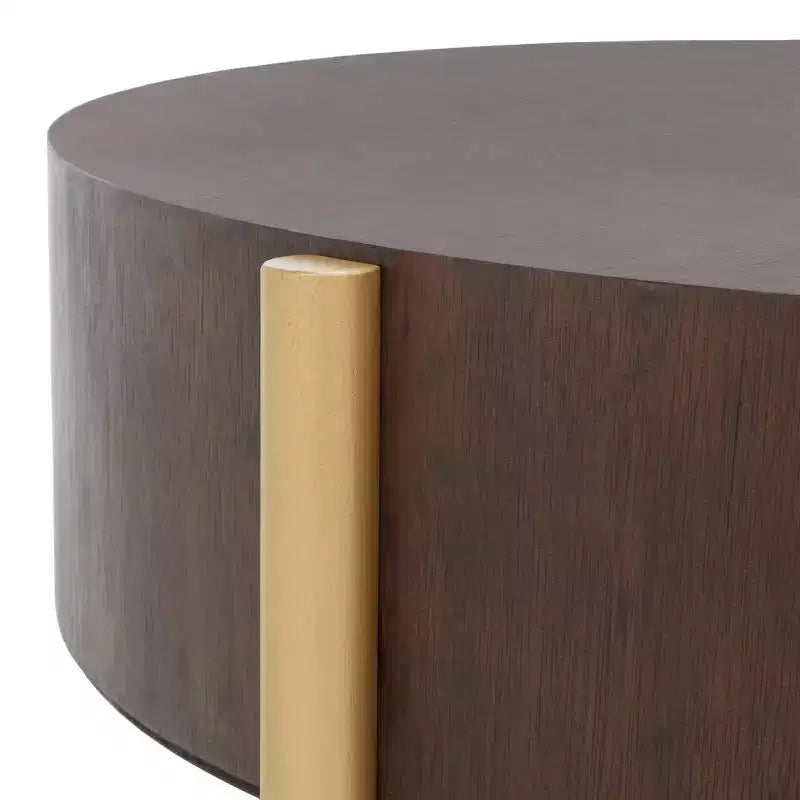 Tavolino rotondo da caffè con base color oro